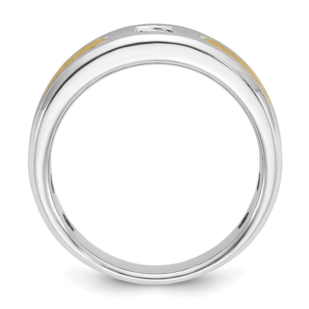 IB Goodman Two-tone Mens Polished and Satin 1/5 carat Diamond Complete Ring - WBC