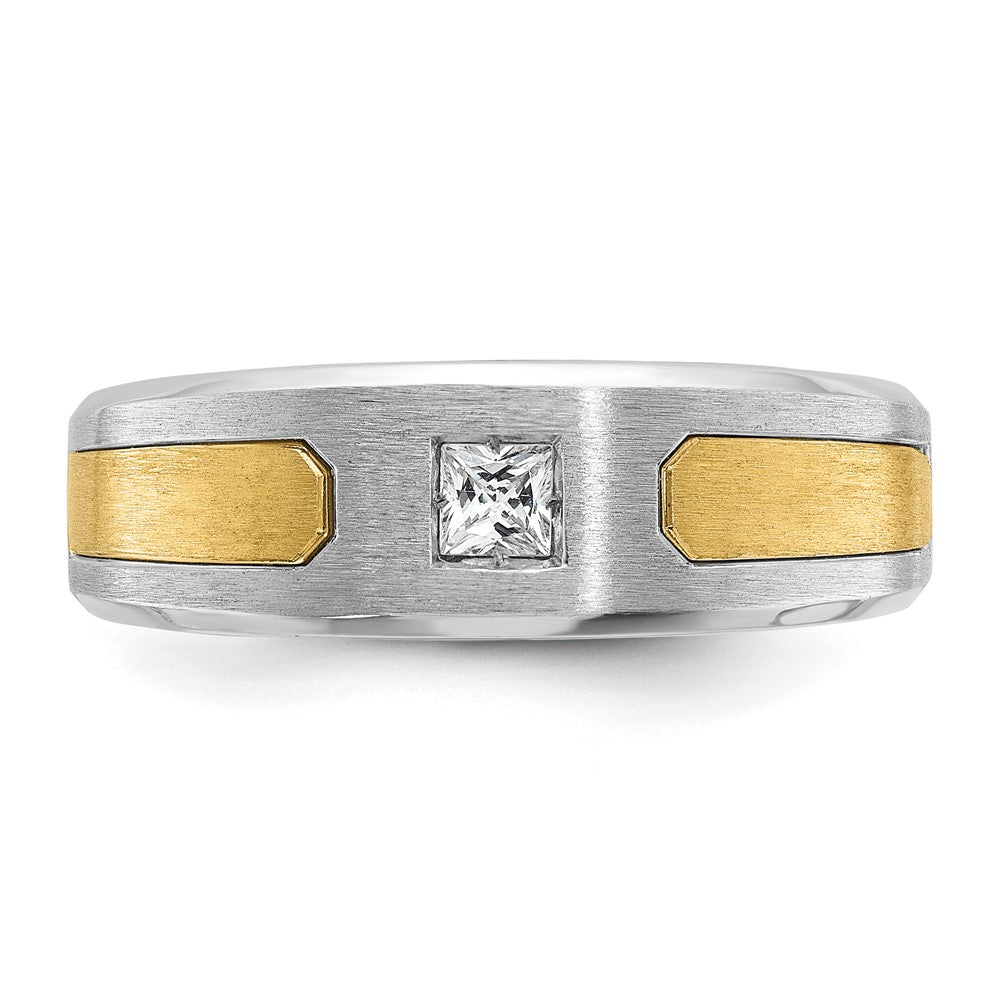 IB Goodman Two-tone Mens Polished and Satin 1/5 carat Diamond Complete Ring - WBC