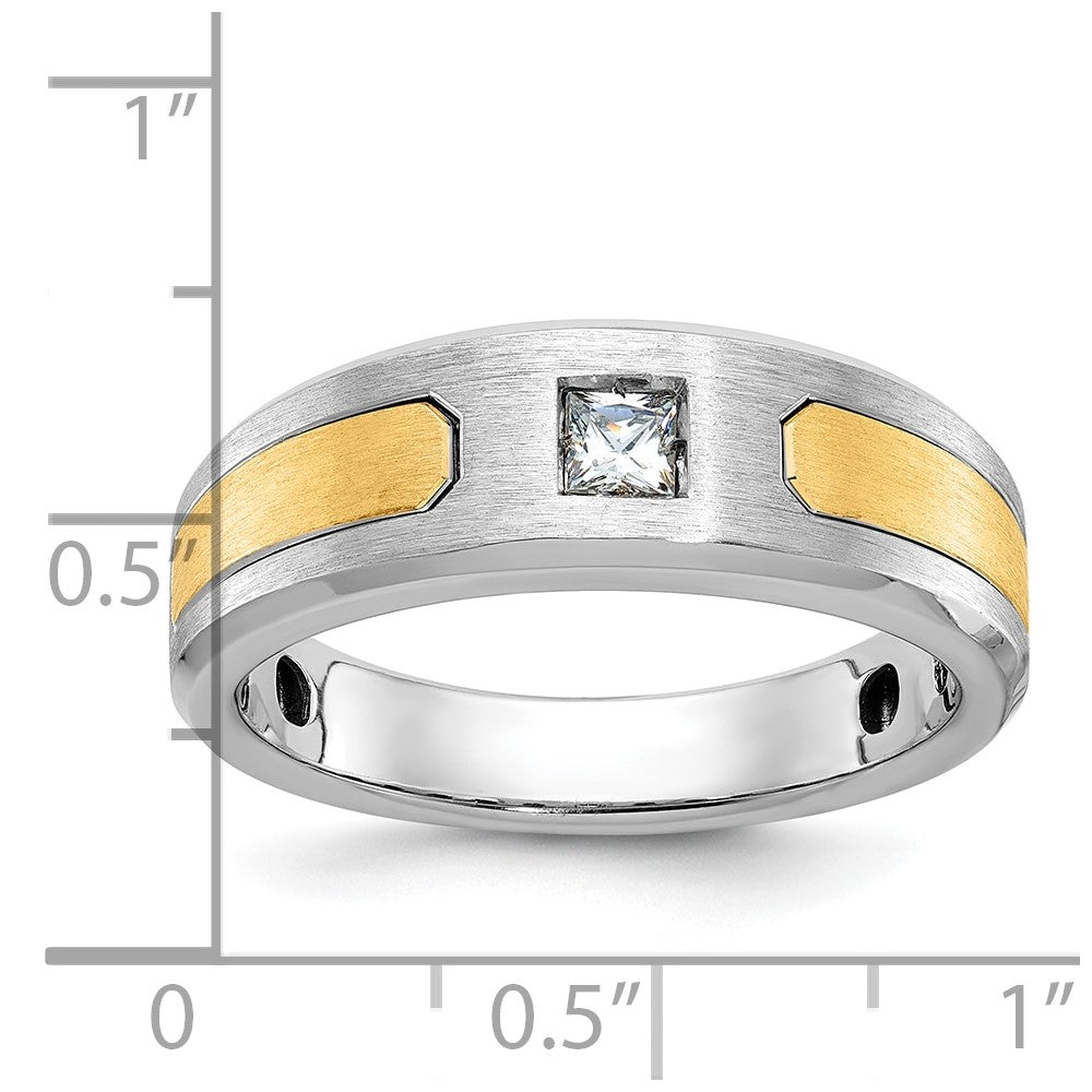 IB Goodman Two-tone Mens Polished and Satin 1/5 carat Diamond Complete Ring - WBC