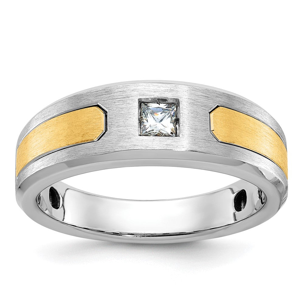 IB Goodman Two-tone Mens Polished and Satin 1/5 carat Diamond Complete Ring - WBC