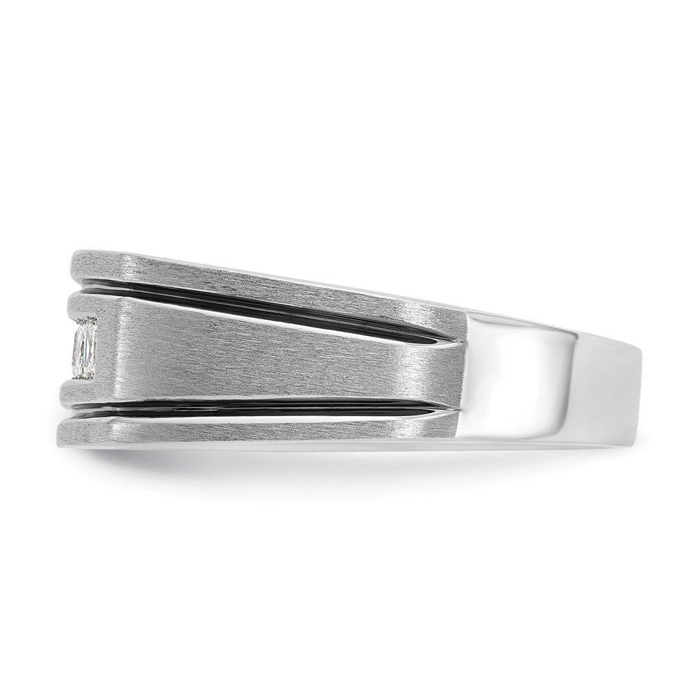 IBGoodman with Black Rhodium Men's Polished Satin and Grooved Square 5-Stone 1/2 Carat AA Quality Diamond Ring - WBC