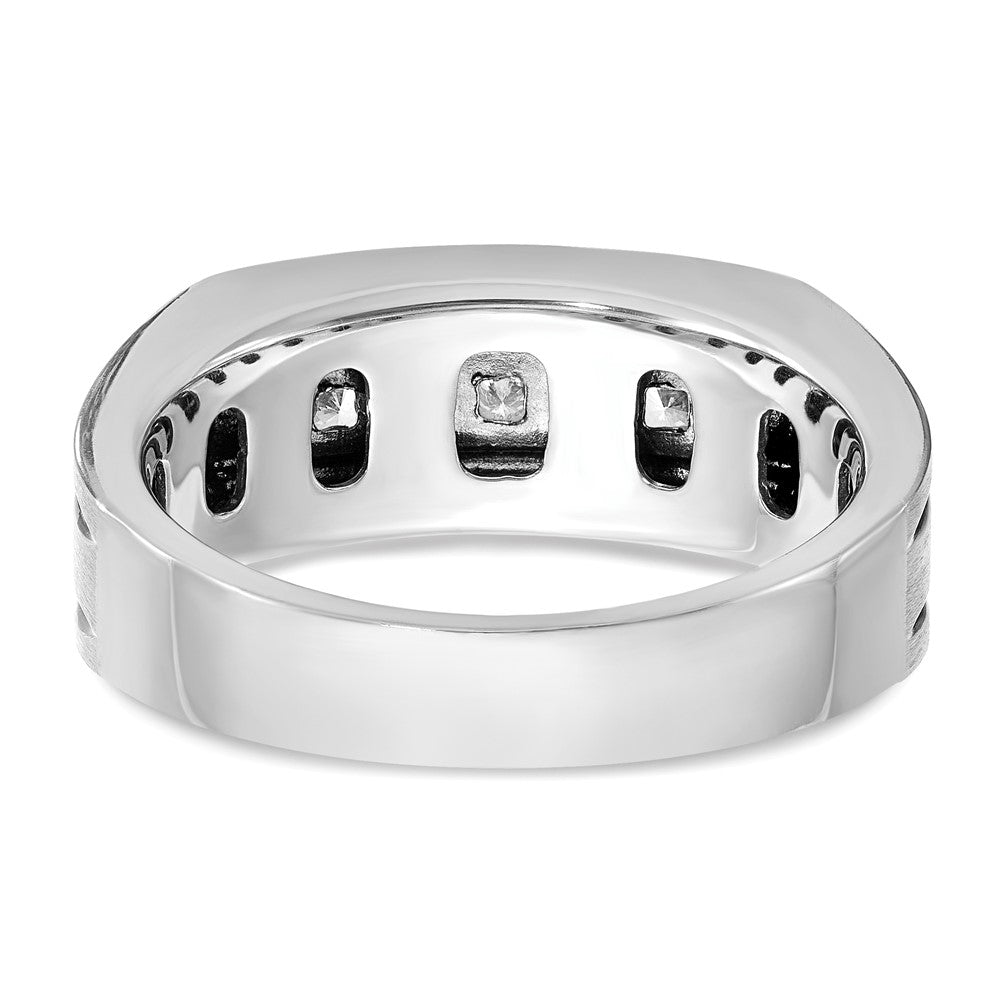 IBGoodman with Black Rhodium Men's Polished Satin and Grooved Square 5-Stone 1/2 Carat AA Quality Diamond Ring - WBC