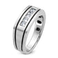 IBGoodman with Black Rhodium Men's Polished Satin and Grooved Square 5-Stone 1/2 Carat AA Quality Diamond Ring - WBC