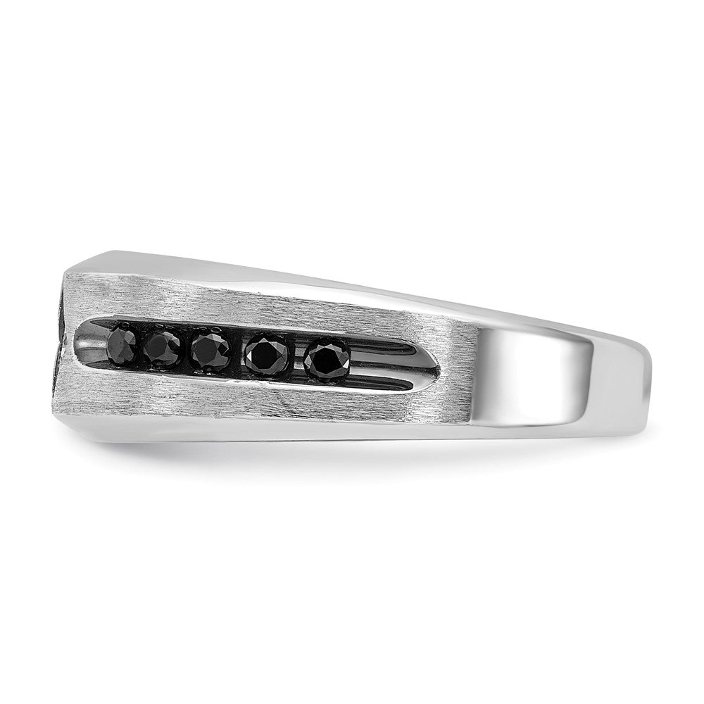 IBGoodman with Black Rhodium Polished Satin and Grooved 1/2 Carat AA Quality Black and Diamond Ring - WBC