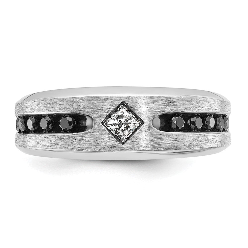 IBGoodman with Black Rhodium Polished Satin and Grooved 1/2 Carat AA Quality Black and Diamond Ring - WBC
