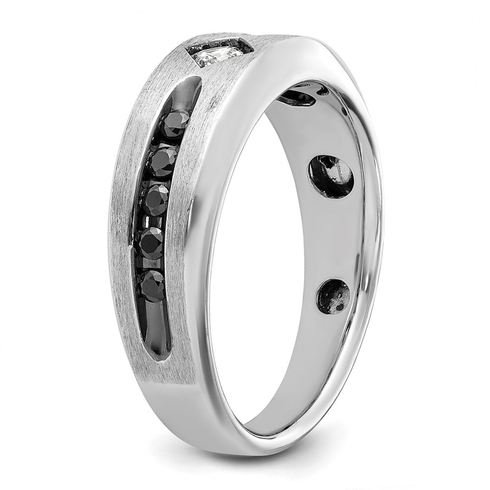 IBGoodman with Black Rhodium Polished Satin and Grooved 1/2 Carat AA Quality Black and Diamond Ring - WBC