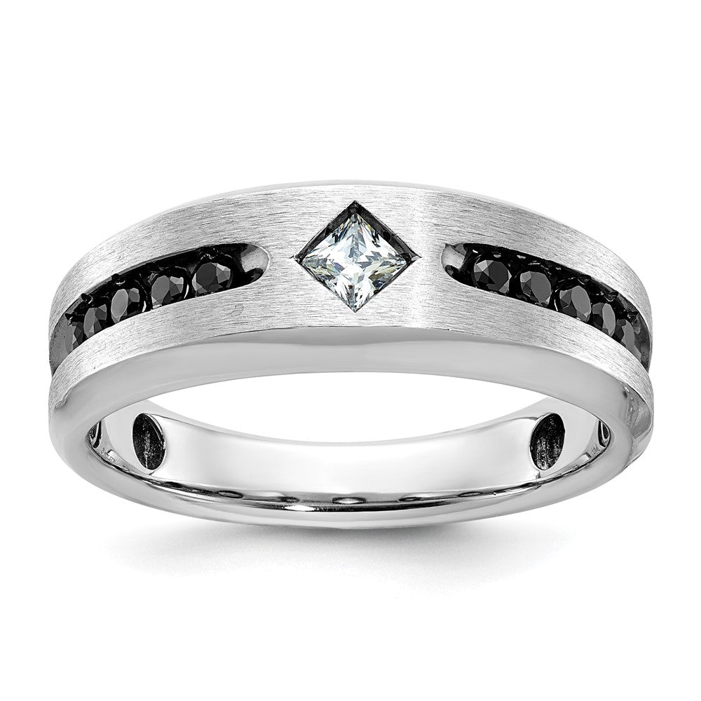 IBGoodman with Black Rhodium Polished Satin and Grooved 1/2 Carat AA Quality Black and Diamond Ring - WBC