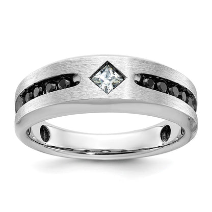 IBGoodman with Black Rhodium Polished Satin and Grooved 1/2 Carat AA Quality Black and Diamond Ring - WBC
