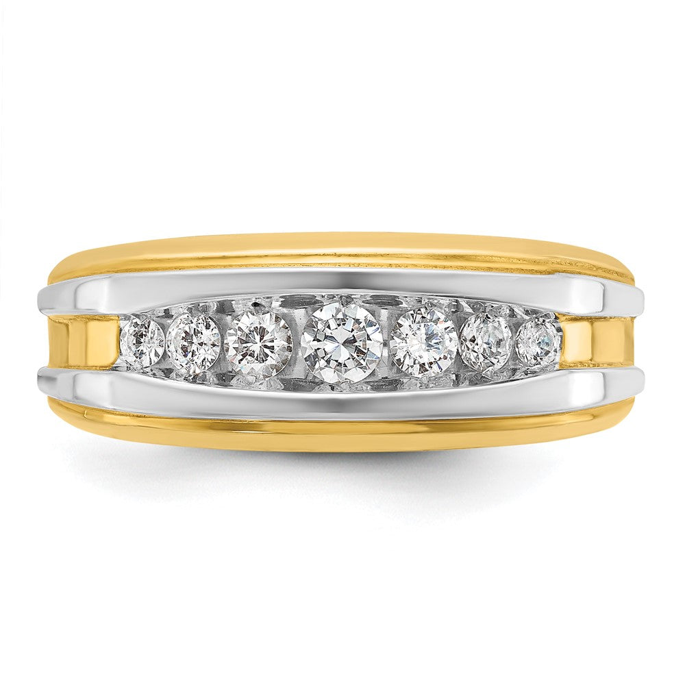 IBGoodman with Rhodium Men's Polished 7-Stone 1/2 Carat AA Quality Diamond Ring - WBC