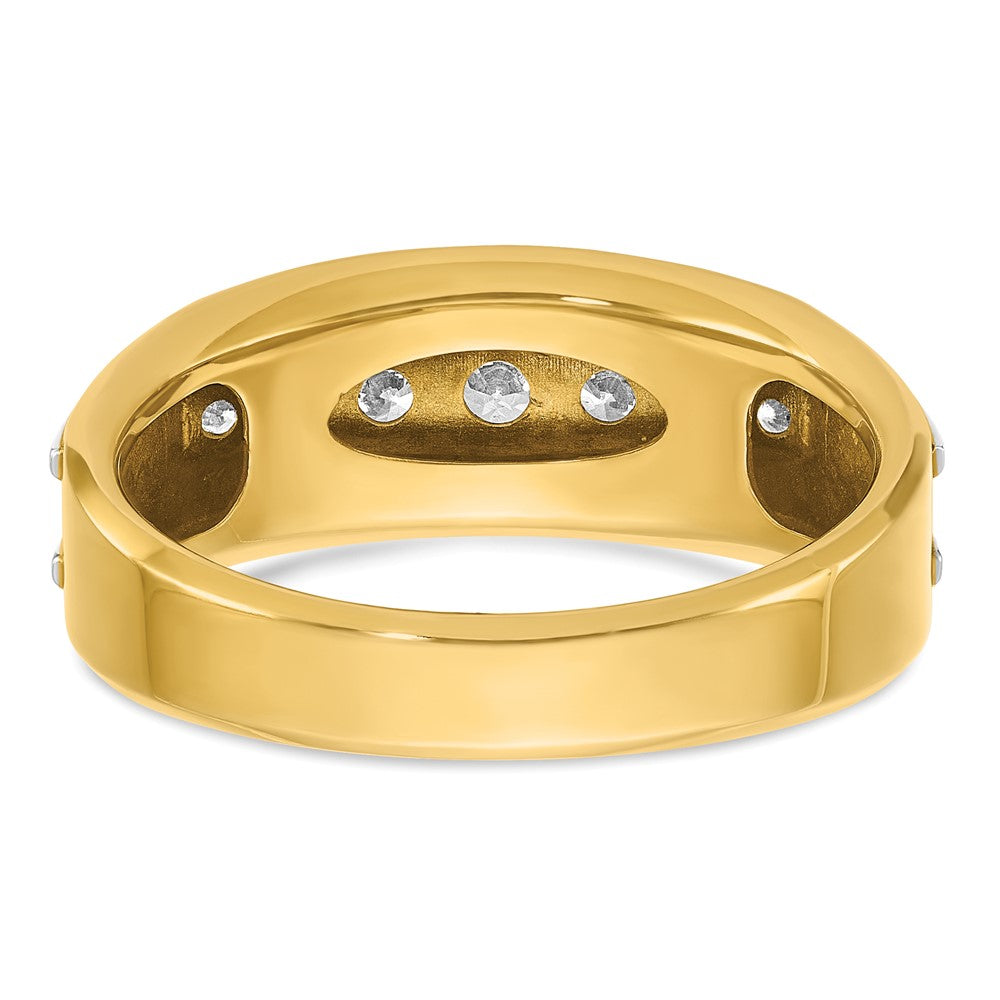 IBGoodman with Rhodium Men's Polished 7-Stone 1/2 Carat AA Quality Diamond Ring - WBC
