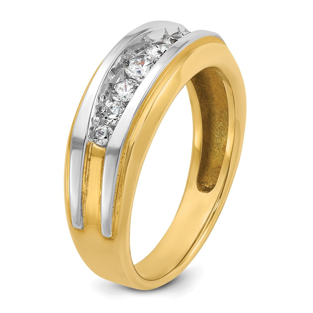IBGoodman with Rhodium Men's Polished 7-Stone 1/2 Carat AA Quality Diamond Ring - WBC