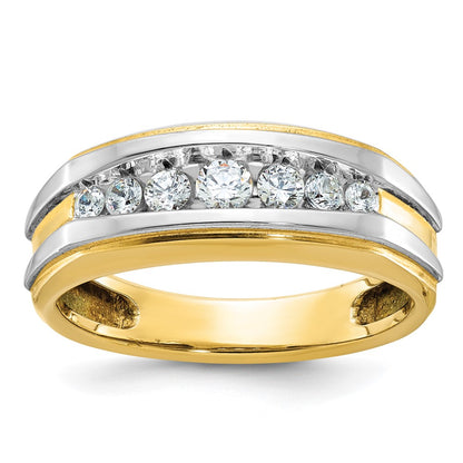 IBGoodman with Rhodium Men's Polished 7-Stone 1/2 Carat AA Quality Diamond Ring - WBC
