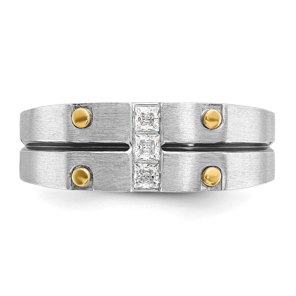 IB Goodman Two-tone with Black Rhodium Mens Satin 1/3 carat Diamond Complete Ring - WBC