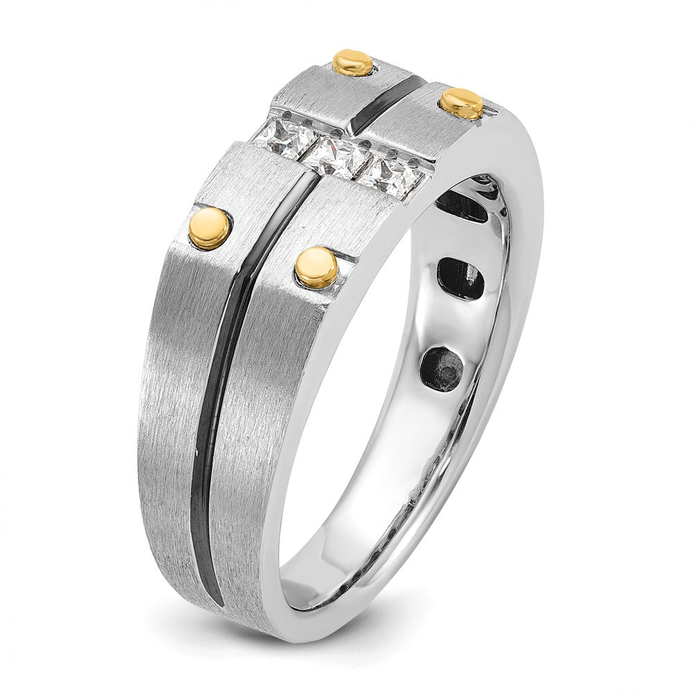 IB Goodman Two-tone with Black Rhodium Mens Satin 1/3 carat Diamond Complete Ring - WBC