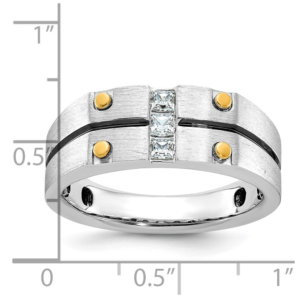 IB Goodman Two-tone with Black Rhodium Mens Satin 1/3 carat Diamond Complete Ring - WBC