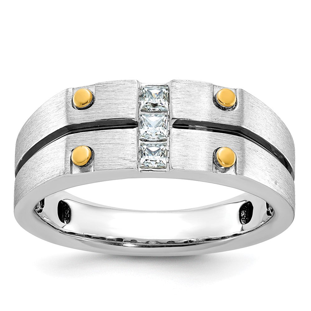 IB Goodman Two-tone with Black Rhodium Mens Satin 1/3 carat Diamond Complete Ring - WBC