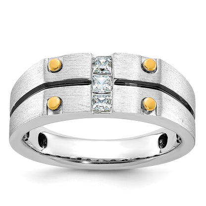 IB Goodman Two-tone with Black Rhodium Mens Satin 1/3 carat Diamond Complete Ring - WBC