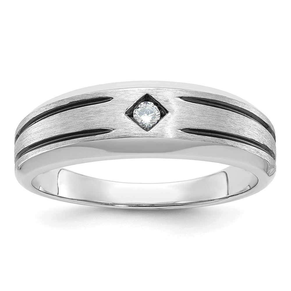IB Goodman with Black Rhodium Mens Satin 1/20 carat Diamond Complete Ring - WBC