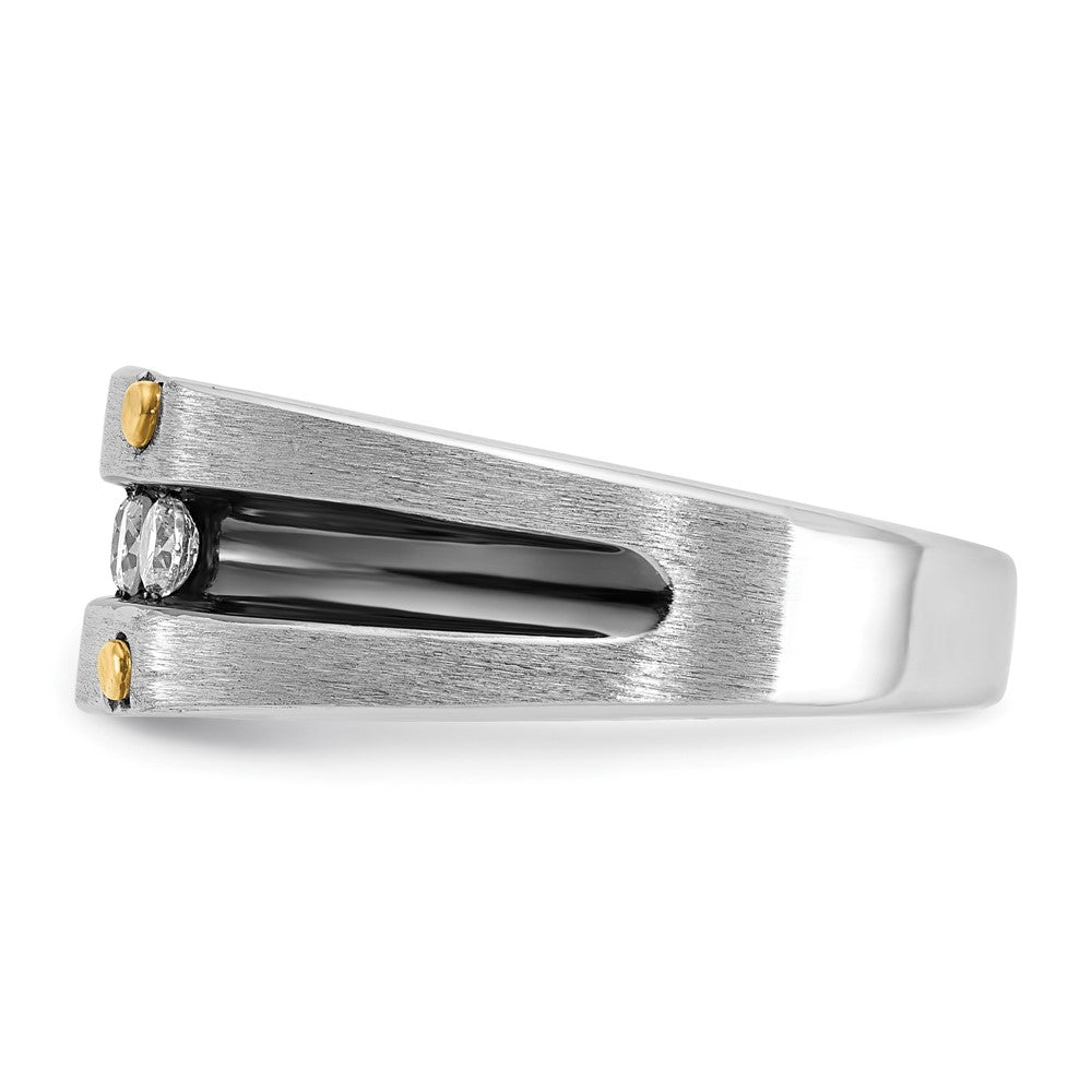 IBGoodman Two-tone with Black Rhodium Men's Polished Satin and Grooved 5-Stone 1/2 Carat AA Quality Diamond Ring - WBC