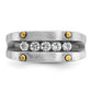 IBGoodman Two-tone with Black Rhodium Men's Polished Satin and Grooved 5-Stone 1/2 Carat AA Quality Diamond Ring - WBC