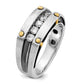 IBGoodman Two-tone with Black Rhodium Men's Polished Satin and Grooved 5-Stone 1/2 Carat AA Quality Diamond Ring - WBC
