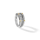 IBGoodman Two-tone with Black Rhodium Men's Polished Satin and Grooved 5-Stone 1/2 Carat AA Quality Diamond Ring - WBC