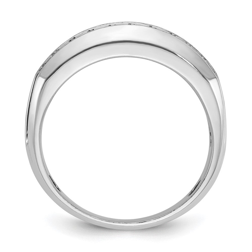 IBGoodman Men's Polished Satin and Grooved 2-Row 1 Carat AA Quality Diamond Ring - WBC