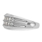 IBGoodman Men's Polished Satin and Grooved 2-Row 1 Carat AA Quality Diamond Ring - WBC
