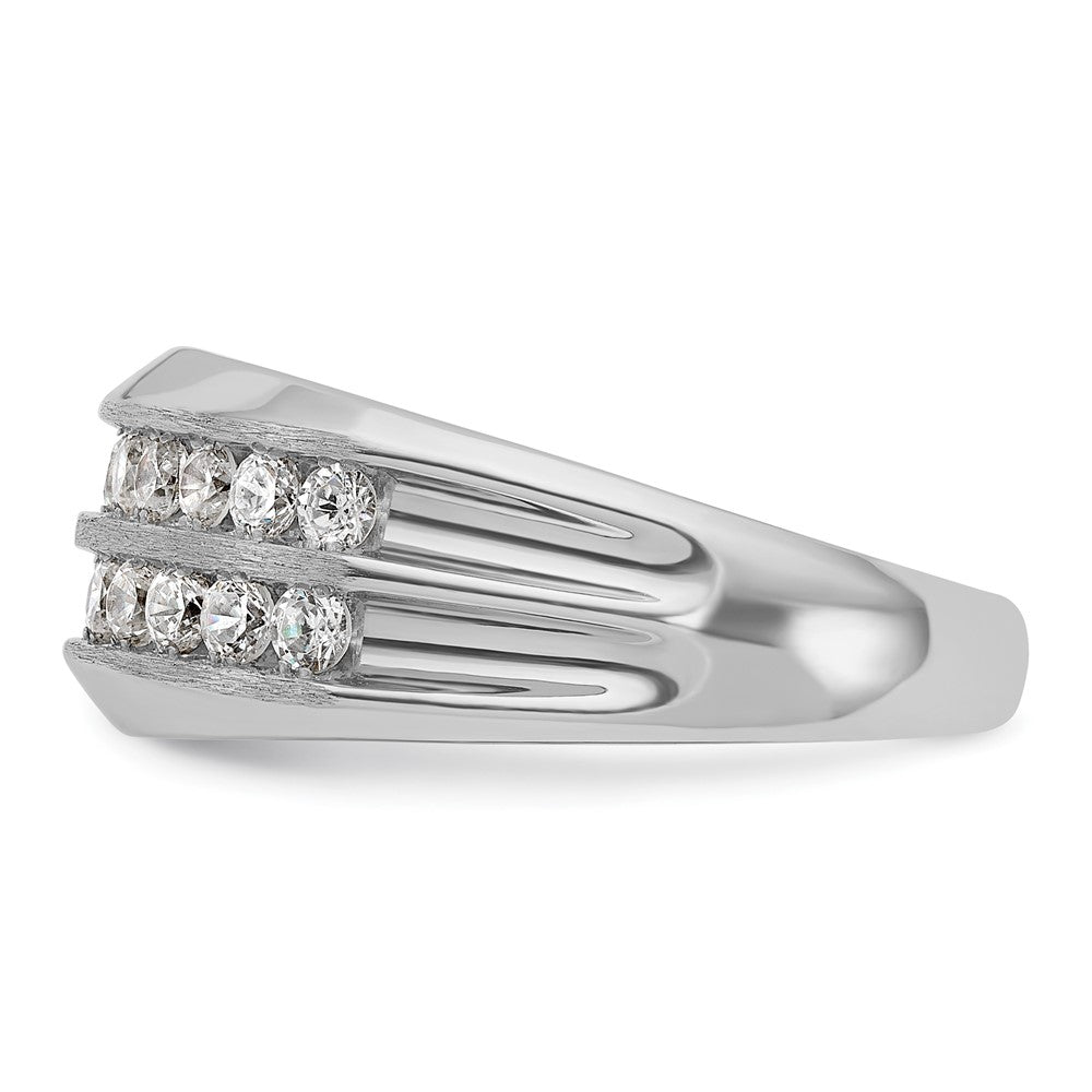 IBGoodman Men's Polished Satin and Grooved 2-Row 1 Carat AA Quality Diamond Ring - WBC