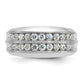 IBGoodman Men's Polished Satin and Grooved 2-Row 1 Carat AA Quality Diamond Ring - WBC