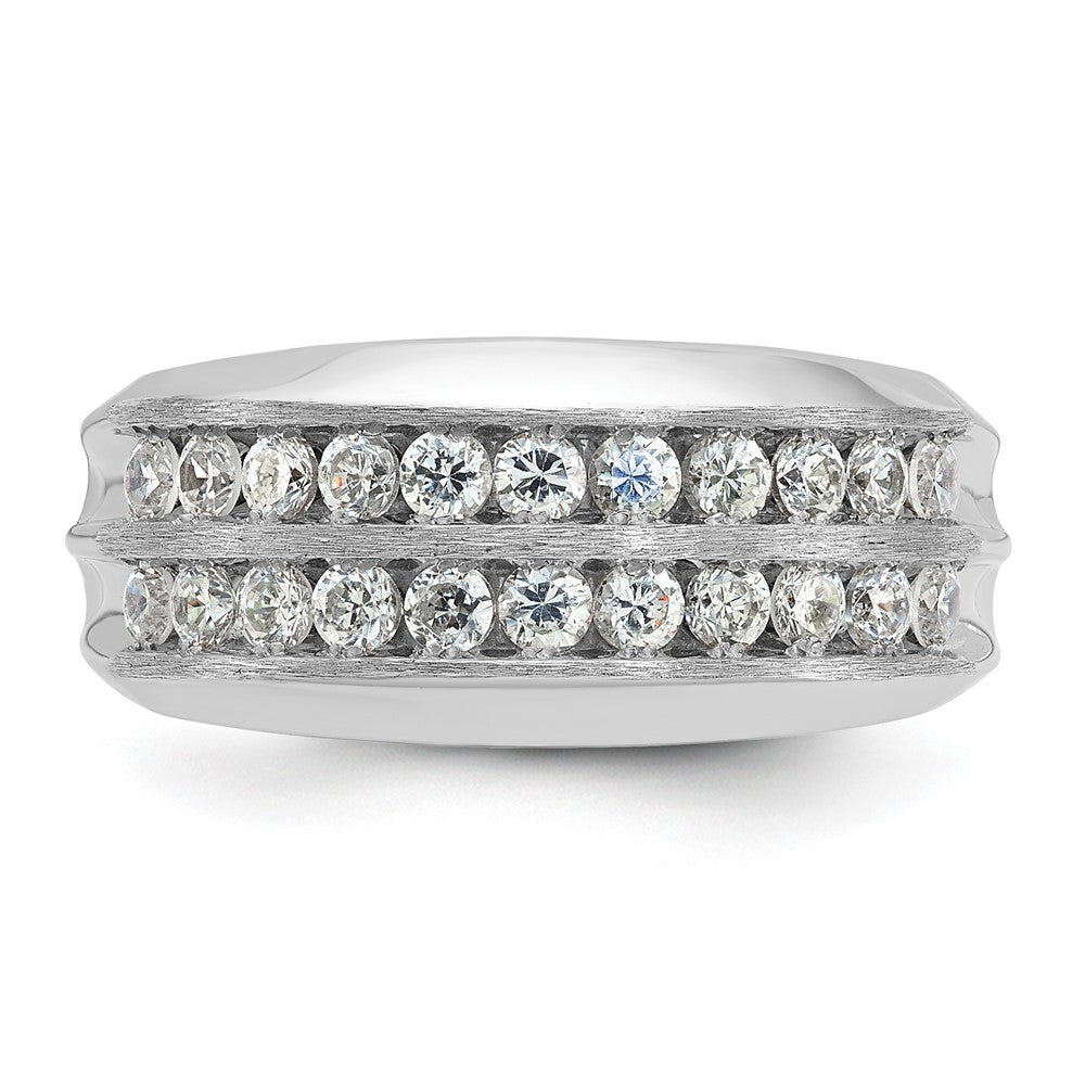IBGoodman Men's Polished Satin and Grooved 2-Row 1 Carat AA Quality Diamond Ring - WBC