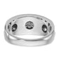 IBGoodman Men's Polished Satin and Grooved 2-Row 1 Carat AA Quality Diamond Ring - WBC