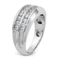 IBGoodman Men's Polished Satin and Grooved 2-Row 1 Carat AA Quality Diamond Ring - WBC