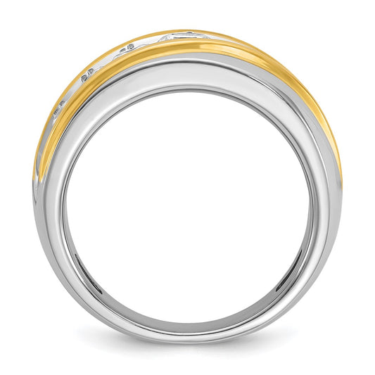 IBGoodman Two-tone Men's Polished and Grooved 7-Stone 1 1/2 Carat AA Quality Diamond Ring - WBC