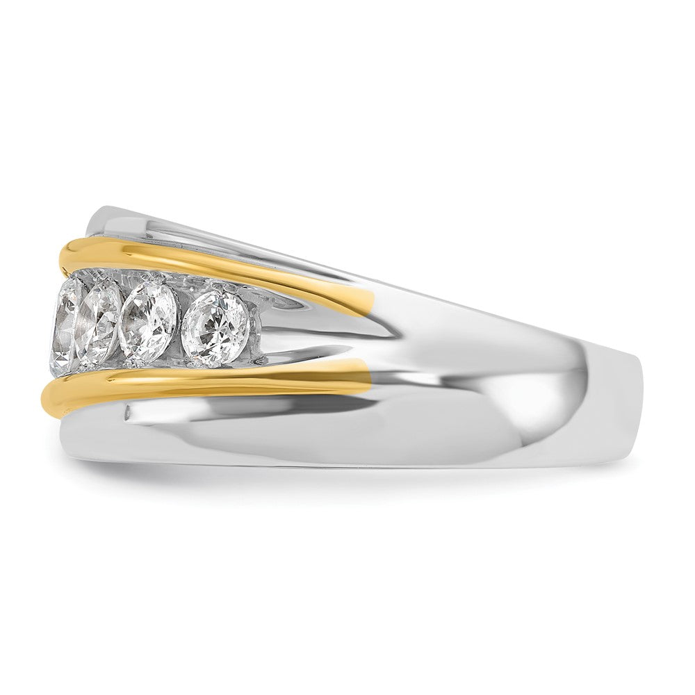 IBGoodman Two-tone Men's Polished and Grooved 7-Stone 1 1/2 Carat AA Quality Diamond Ring - WBC