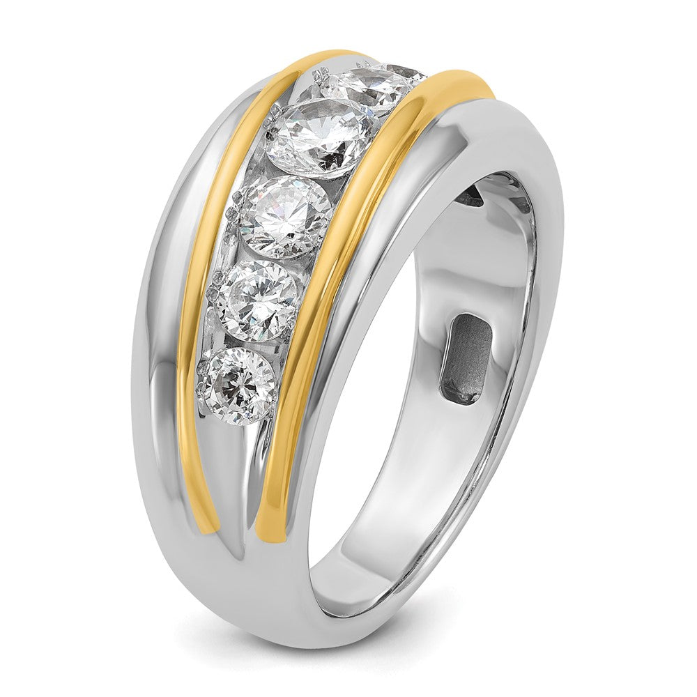 IBGoodman Two-tone Men's Polished and Grooved 7-Stone 1 1/2 Carat AA Quality Diamond Ring - WBC