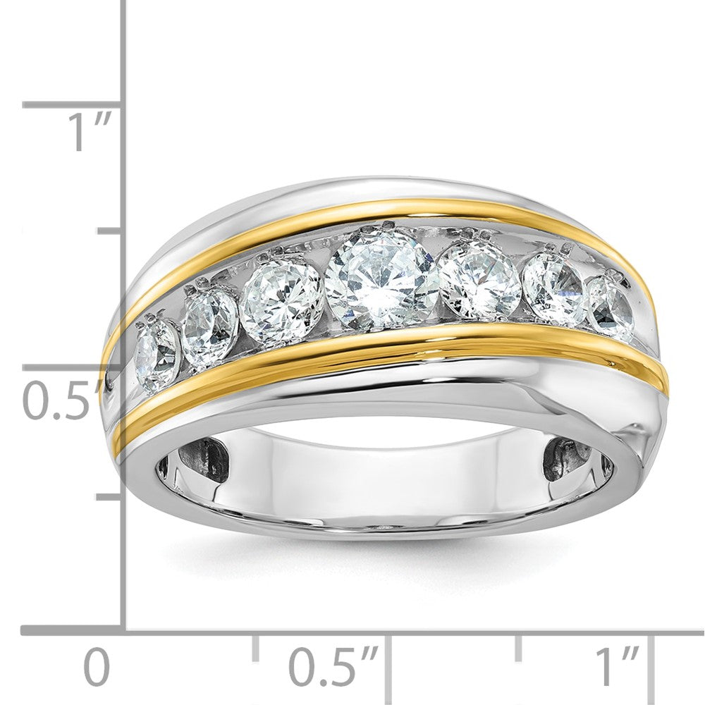 IBGoodman Two-tone Men's Polished and Grooved 7-Stone 1 1/2 Carat AA Quality Diamond Ring - WBC