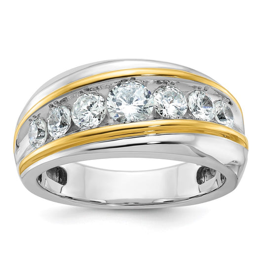 IBGoodman Two-tone Men's Polished and Grooved 7-Stone 1 1/2 Carat AA Quality Diamond Ring - WBC
