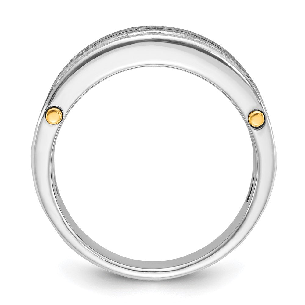 IBGoodman Two-tone Men's Polished Satin and Grooved 7-Stone 1 Carat AA Quality Diamond Ring - WBC