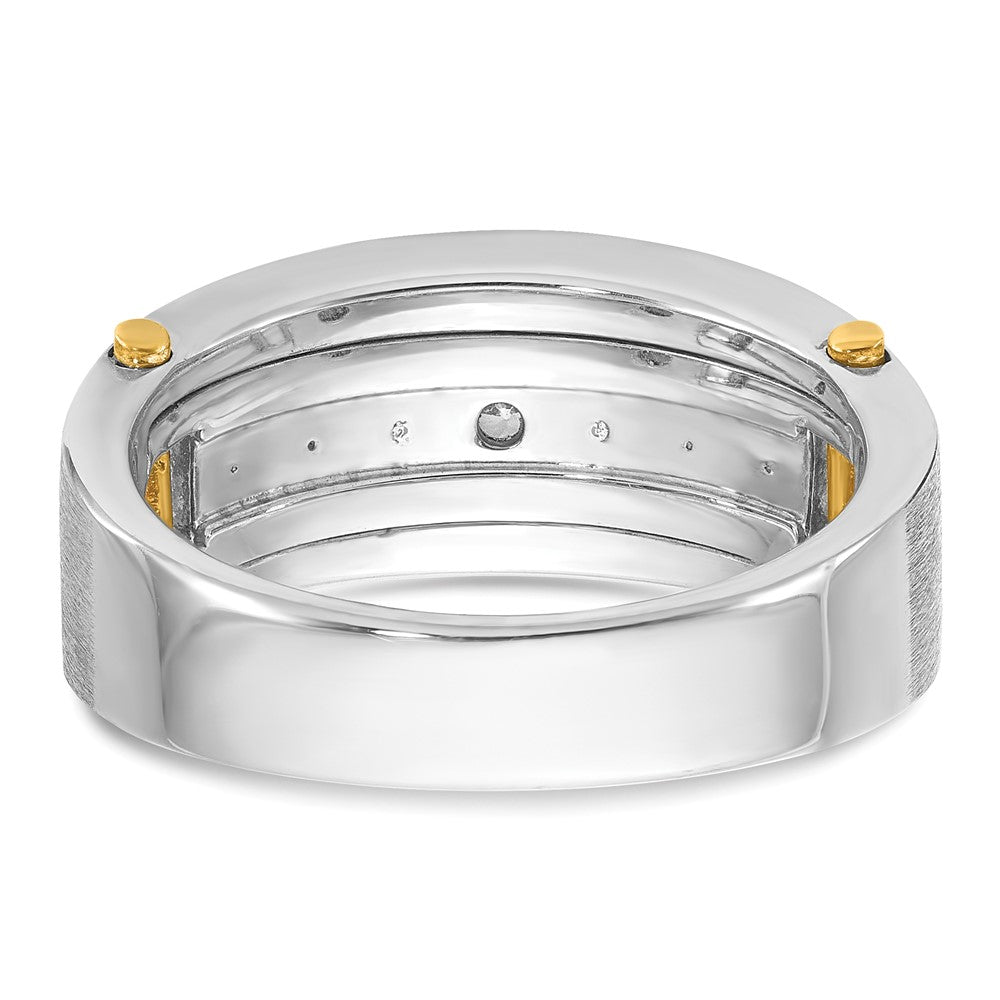 IBGoodman Two-tone Men's Polished Satin and Grooved 7-Stone 1 Carat AA Quality Diamond Ring - WBC