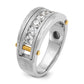 IBGoodman Two-tone Men's Polished Satin and Grooved 7-Stone 1 Carat AA Quality Diamond Ring - WBC
