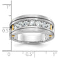 IBGoodman Two-tone Men's Polished Satin and Grooved 7-Stone 1 Carat AA Quality Diamond Ring - WBC