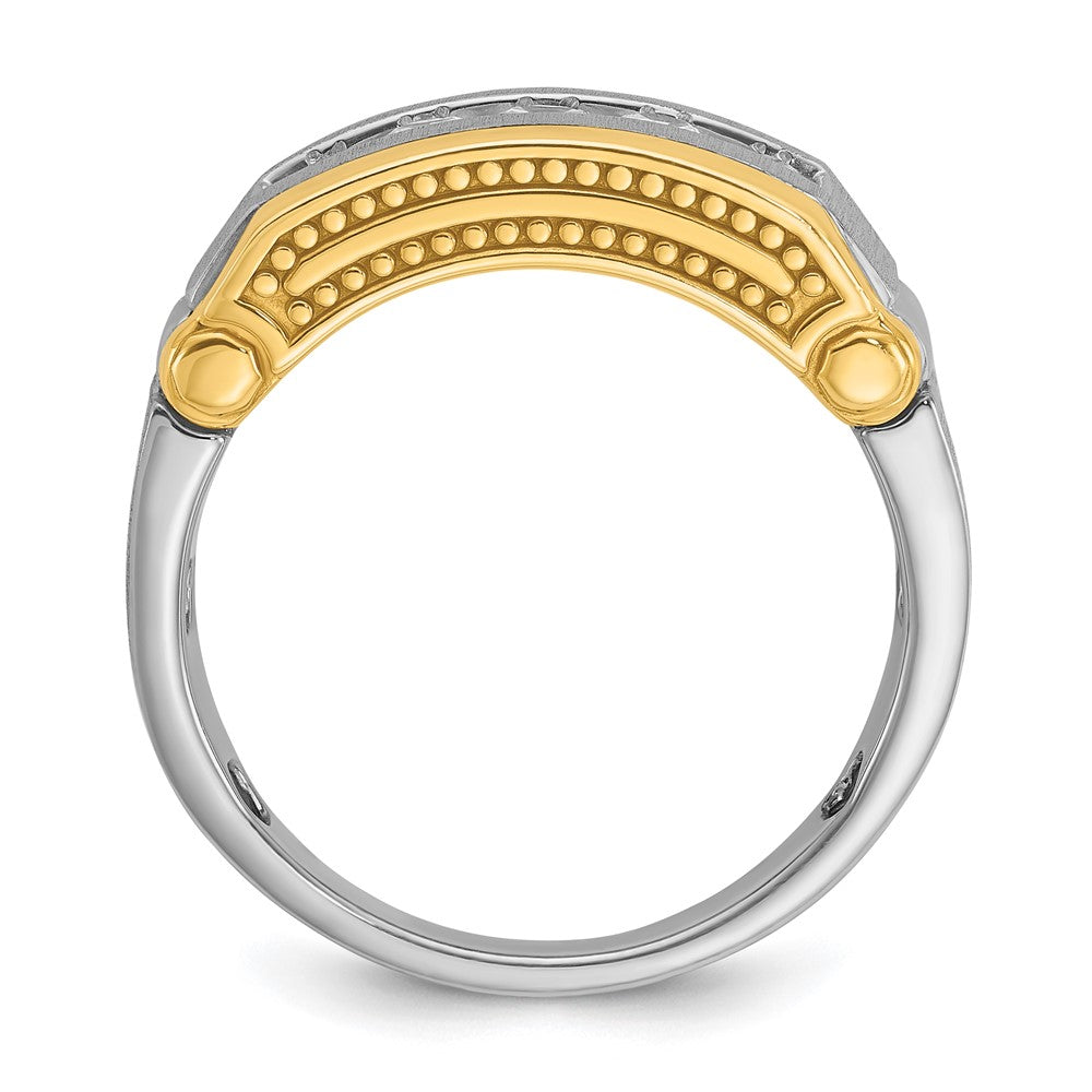IBGoodman Two-tone Men's Polished Satin and Beaded 5-Stone 1/2 Carat AA Quality Diamond Ring - WBC