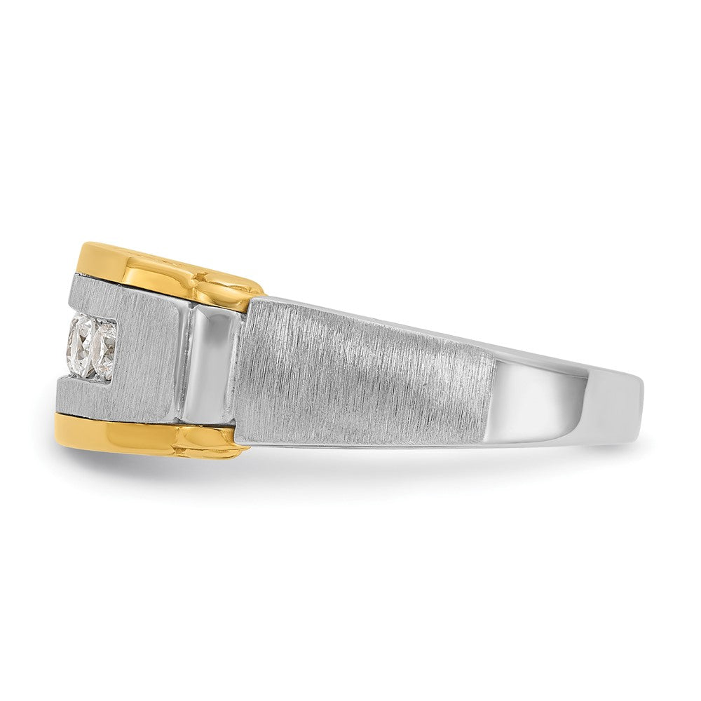 IBGoodman Two-tone Men's Polished Satin and Beaded 5-Stone 1/2 Carat AA Quality Diamond Ring - WBC