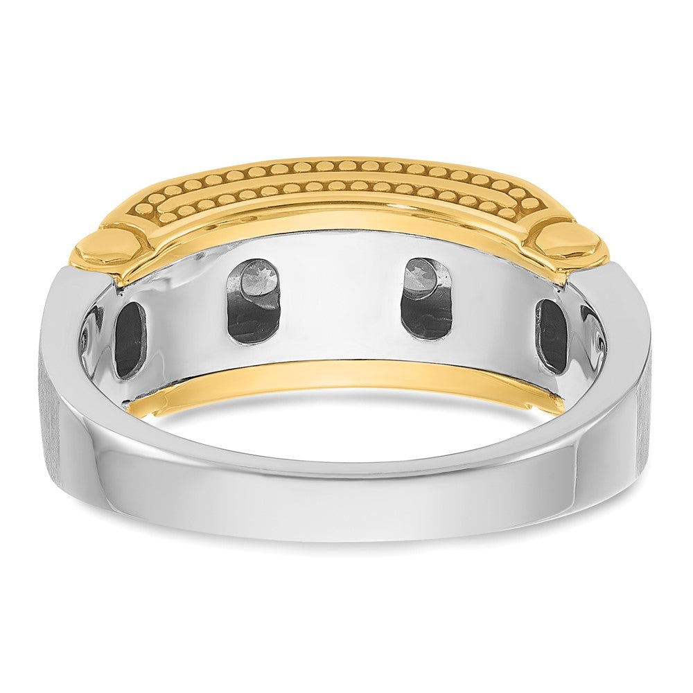 IBGoodman Two-tone Men's Polished Satin and Beaded 5-Stone 1/2 Carat AA Quality Diamond Ring - WBC