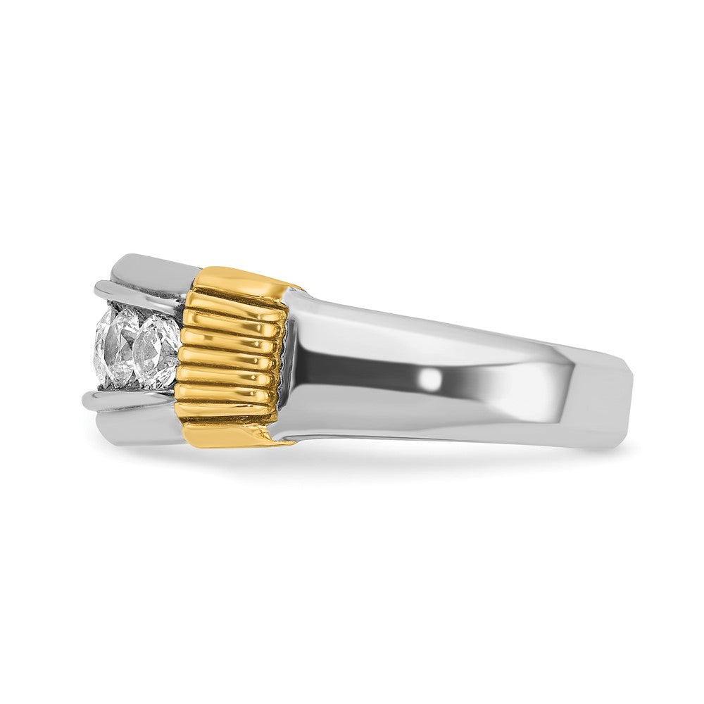 IBGoodman Two-tone Men's Polished and Textured 5-Stone 1 Carat AA Quality Diamond Ring - WBC