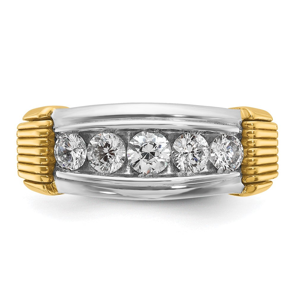 IBGoodman Two-tone Men's Polished and Textured 5-Stone 1 Carat AA Quality Diamond Ring - WBC