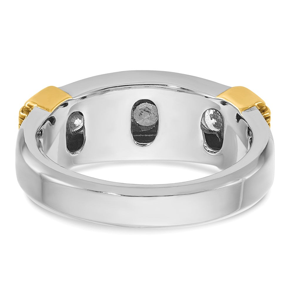 IBGoodman Two-tone Men's Polished and Textured 5-Stone 1 Carat AA Quality Diamond Ring - WBC