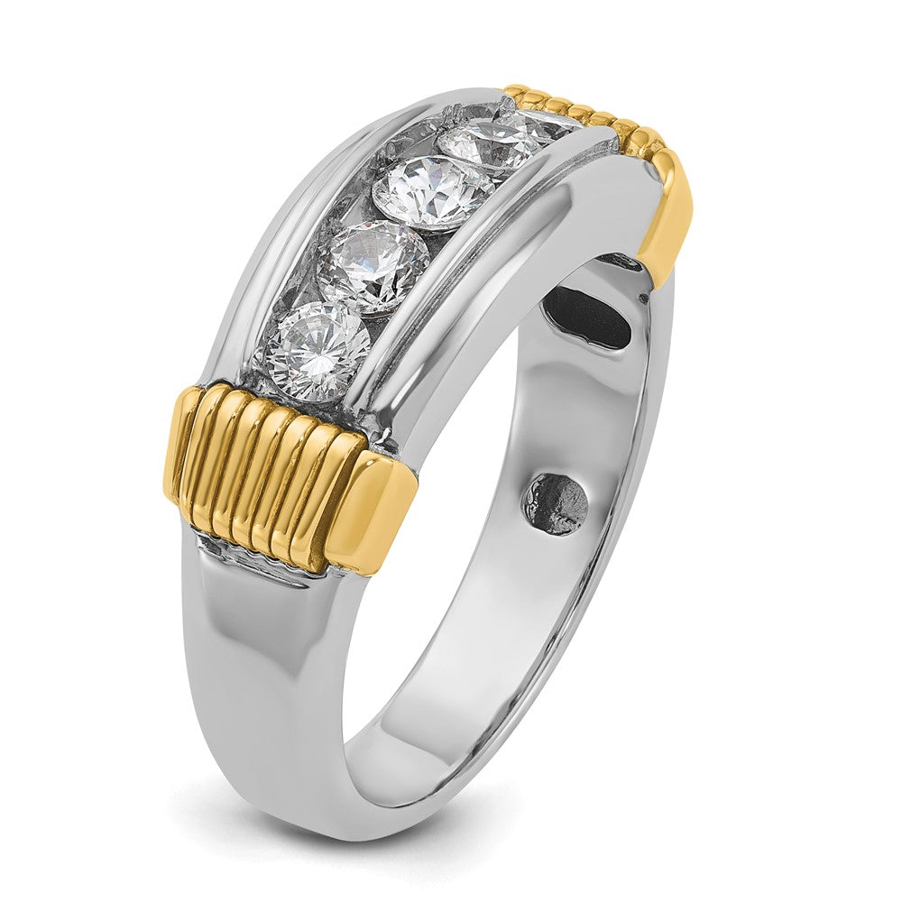 IBGoodman Two-tone Men's Polished and Textured 5-Stone 1 Carat AA Quality Diamond Ring - WBC