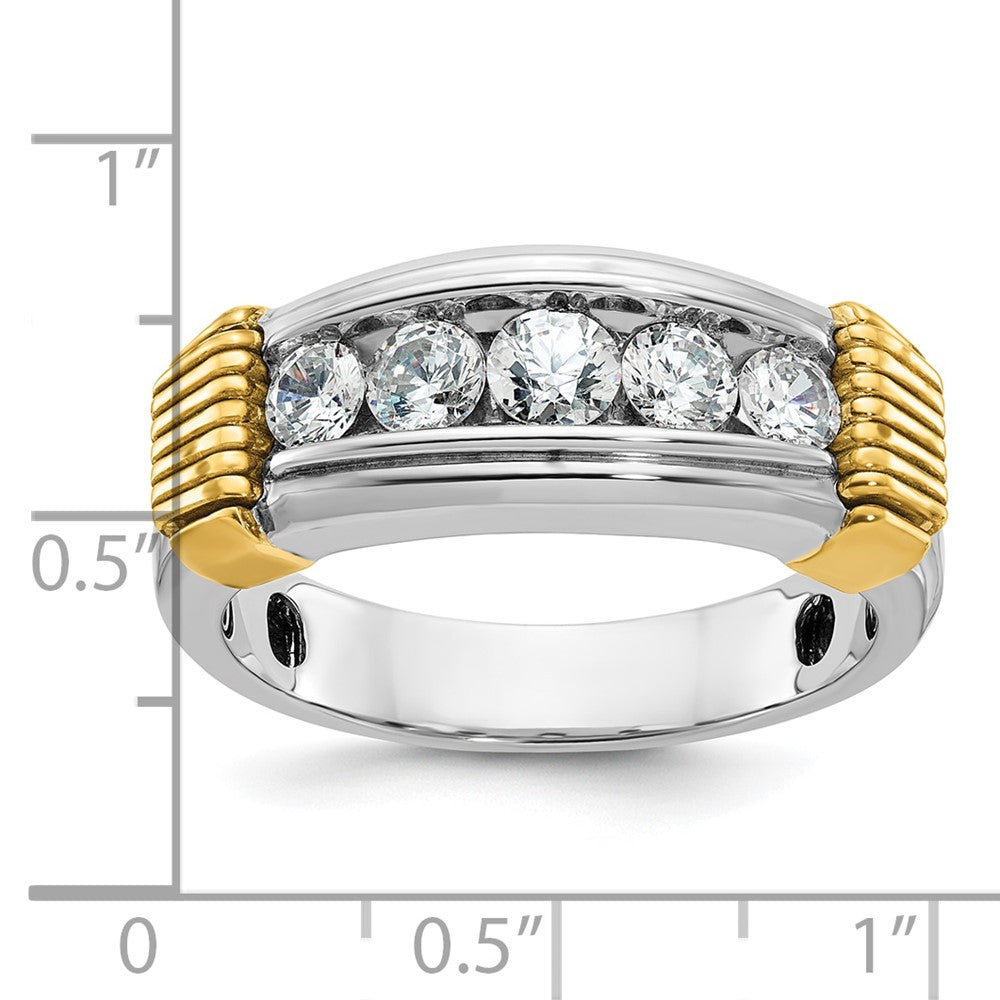 IBGoodman Two-tone Men's Polished and Textured 5-Stone 1 Carat AA Quality Diamond Ring - WBC